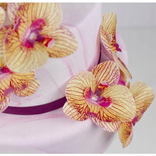 KWIATY NA TORT storczyk waflowy ORCHIDEA dekoracje URODZINY ozdoby 3szt